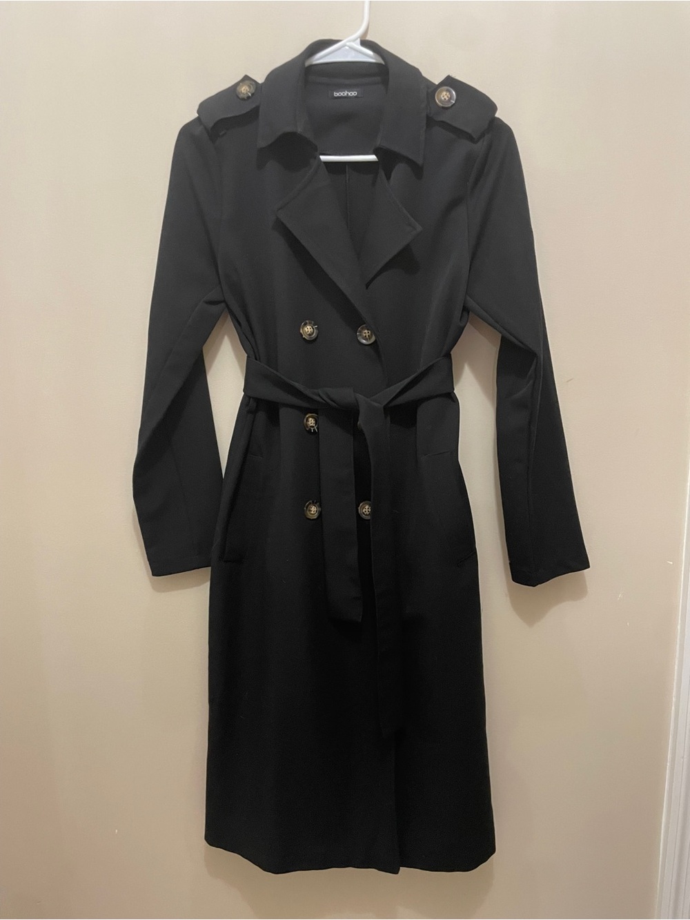 Boohoo Doubled Breasted Trench Coat With Belt